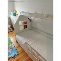 Dětská domečková postel KIDHOUSE se šuplíkem - bílá - levá - 140x70 cm