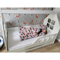 Dětská domečková postel KIDHOUSE se šuplíkem - bílá - pravá - 160x80 cm