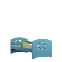 SKLADEM: Dětská postel z masivu LOMI bez šuplíku - 160x80 cm - bezbarvý lak + odnímatelná bariéra + matrace kokos/molitan