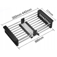 Odkapávací teleskopický koš na dřez MEXEN 30-44 x 21,5 cm - černý, 660730-70