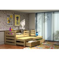 Dětská postel s výsuvnou přistýlkou z MASIVU bez šuplíku - DPV007