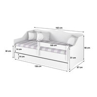 SKLADEM: Dětská postel s přistýlkou LULLU 160x80cm - dub sonoma II. - bez zábran + matrace do přistýlky