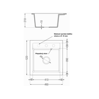 Kuchyňský granitový dřez VITO - 52 x 49 cm - černý, 6503521000-77