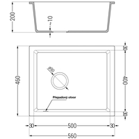 Kuchyňský granitový dřez PEDRO - 56 x 46 cm - bílý, 6508561000-20