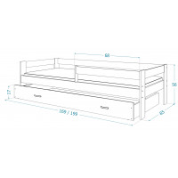 Dětská postel se šuplíkem HUGO V - 190x80 cm - modro-bílá