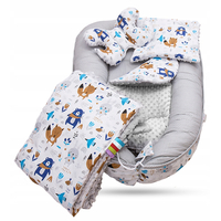 Oboustranné hnízdečko (kokon) pro miminko - PREMIUM set 7v1 - Boho zvířátka s šedou minky