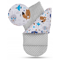 Oboustranné hnízdečko (kokon) pro miminko - PREMIUM set 7v1 - Boho zvířátka s šedou minky