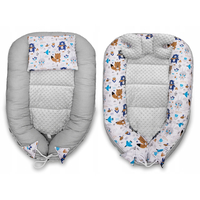 Oboustranné hnízdečko (kokon) pro miminko - BABYMAM PREMIUM set 7v1 - Boho zvířátka s šedou minky