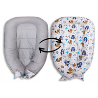 Oboustranné hnízdečko (kokon) pro miminko - BABYMAM PREMIUM set 7v1 - Boho zvířátka s šedou minky