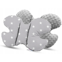 Oboustranné hnízdečko (kokon) pro miminko - BABYMAM PREMIUM set 7v1 - Malé bílé hvězdičky s šedou minky