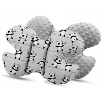 Oboustranné hnízdečko (kokon) pro miminko - BABYMAM PREMIUM set 7v1 - Veselé pandy s šedou minky