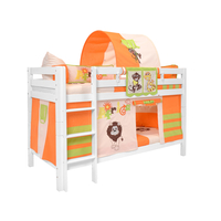 Dětská patrová postel s domečkem AFRIKA oranžová - MARK 200x90cm - erb + tunel
