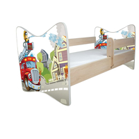 Dětská postel DELUXE - HASIČSKÉ AUTO 138x64 cm - dub sonoma + MATRACE