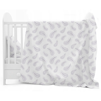 Dětské bavlněné povlečení do postýlky 120x90 cm BABYMAM PREMIUM - Peříčka s bílou