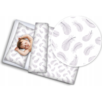 Dětské bavlněné povlečení do postýlky 120x90 cm BABYMAM PREMIUM - Peříčka s bílou