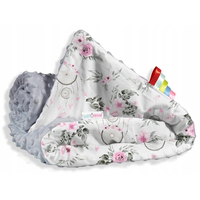 Dětská deka do kočárku s polštářkem a motýlkem - BABYMAM PREMIUM set 3v1 - Lapače snů a květy s šedou minky