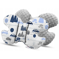 Dětská deka do kočárku s polštářkem a motýlkem - BABYMAM PREMIUM set 3v1 - Retro autíčka s šedou minky