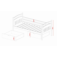 Dětská postel z masivu borovice TARY se šuplíky - 200x90 cm - bílá