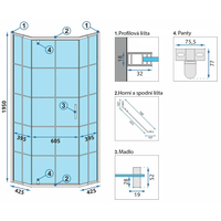 Sprchový kout MAXMAX Rea HEX 90x90 cm - černý s mřížkou
