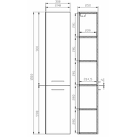 Koupelnová vysoká skříňka CERSANIT - SLOUPEK LARA - ŠEDÁ 150X30 (S926-032-DSM)