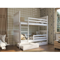 Dětská patrová postel z masivu borovice BORIS se šuplíky 200x90 cm - přírodní