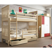 Dětská patrová postel z masivu borovice BORIS se šuplíky 200x90 cm - přírodní