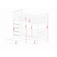 Dětská patrová postel z masivu borovice BORIS se šuplíky 200x90 cm - bílá