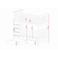 Dětská patrová postel z masivu borovice BORIS se šuplíky 200x90 cm - přírodní