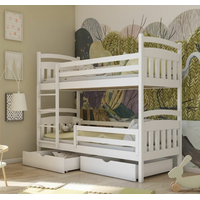 Dětská patrová postel z masivu borovice GABINA se šuplíky 200x90 cm - přírodní