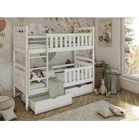 Dětská patrová postel z masivu borovice MARIE se šuplíky 200x90 cm - bílá