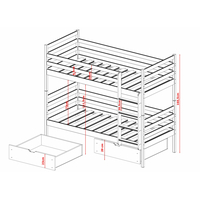 Dětská patrová postel z masivu borovice NINA se šuplíky 200x90 cm - bílá