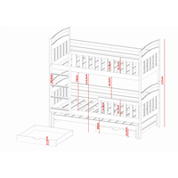 Dětská patrová postel z masivu borovice VIKTOR s přistýlkou a šuplíky - 200x90 cm - bílá