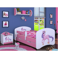 Dětská postel se šuplíkem 180x90cm JEDNOROŽEC - růžová