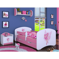 Dětská postel se šuplíkem 180x90cm VÍLA A SRDÍČKO - růžová