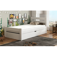 Dětská postel z masivu borovice BELA s úložným prostorem - 200x90 cm - bílá
