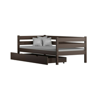 Dětská postel z masivu KARAS 2 - 180x90 cm - šedá + odnímatelná zábrana + dva menší šuplíky na kolečkách