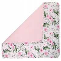 Oboustranná zavinovačka pro miminka 80x80 cm BABY - Růžové květy/růžová