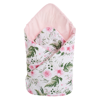 Oboustranná zavinovačka pro miminka 80x80 cm BABY - Růžové květy/růžová