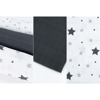 Dětské mušelínové pleny BABY 70x80 cm - sada 3 ks - Tmavě šedé hvězdičky