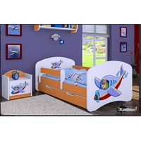 Dětská postel se šuplíkem 180x90cm LETADLO - oranžová