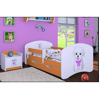 Dětská postel se šuplíkem 180x90cm VESELÝ PEJSEK - oranžová
