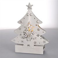 Dekorační LED vánoční stromeček - kovový - 15x11 cm