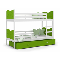 Dětská patrová postel se šuplíkem MAX R - 160x80 cm - zeleno-bílá - vláček