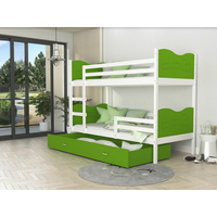 Dětská patrová postel se šuplíkem MAX R - 200x90 cm - zeleno-bílá - vláček