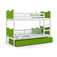 Dětská patrová postel se šuplíkem MAX R - 200x90 cm - zeleno-bílá - vláček