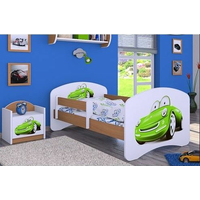 Dětská postel bez šuplíku 160x80cm ZELENÉ AUTO - buk