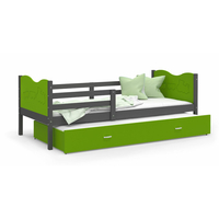 Dětská postel s přistýlkou MAX W - 190x80 cm - zeleno-šedá - vláček