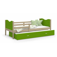 Dětská postel s přistýlkou MAX W - 200x90 cm - zelená/borovice - vláček