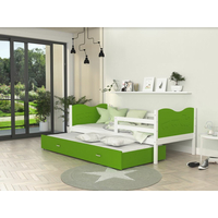 Dětská postel s přistýlkou MAX W - 200x90 cm - zeleno-bílá - vláček