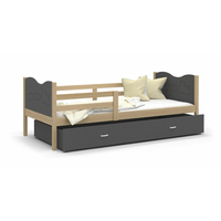 Dětská postel se šuplíkem MAX S - 160x80 cm - šedá/borovice - vláček